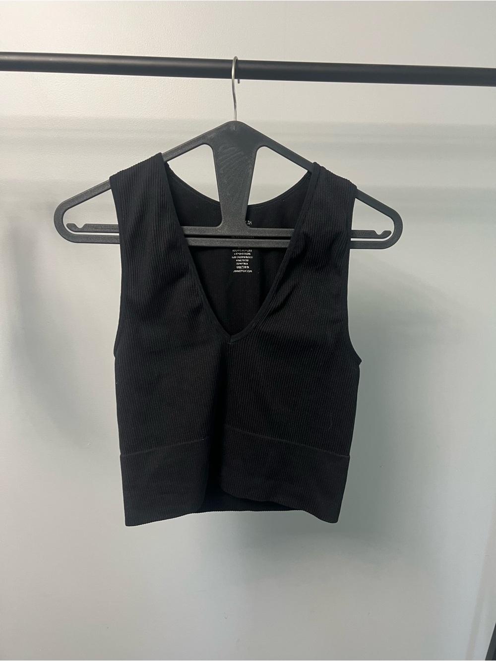 torrid Black Ribbed V-Neck Crop Tank